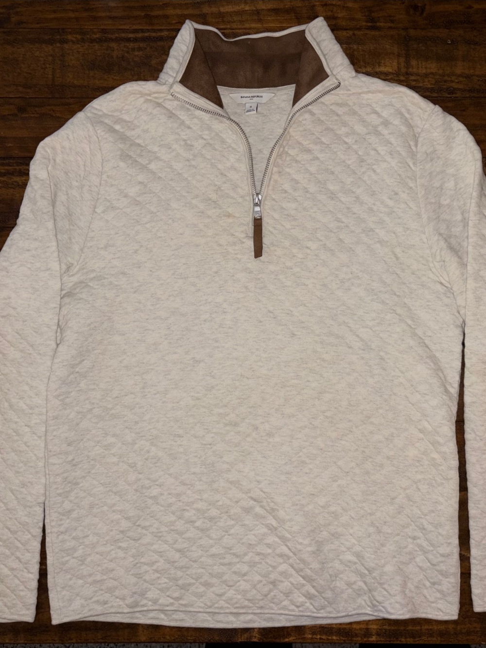 Banana Republic Cream Quilted Half-Zip Sweater